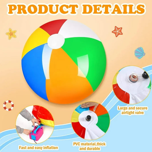 12 Foot Giant Inflatable Beach Ball Jumbo Rainbow Colored