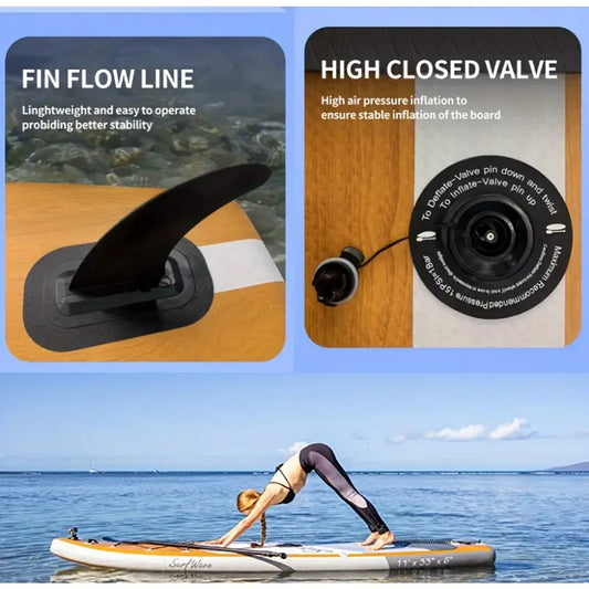 11' Inflatable Paddle Board with Premium Accessories, Wide Paddle Posture