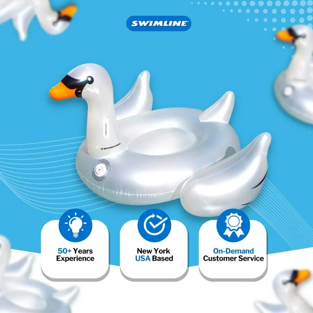 Swimline Giant Swan Inflatable Ride-On Swimming Pool Raft Float, White