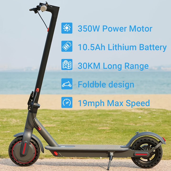 LADPED LP80 Electric Scooter - 350W 36V, 19mi Range, 8.5" Solid Tires, 3 Speed Modes, Foldable & Adjustable for Teens/Adults, Ideal for Commuting/Campus/Travel