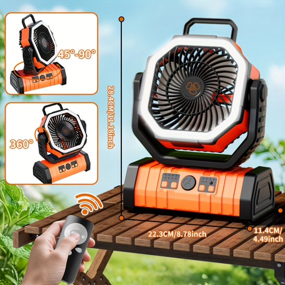 20,000mAh Rechargeable Camping Fan with LED Light