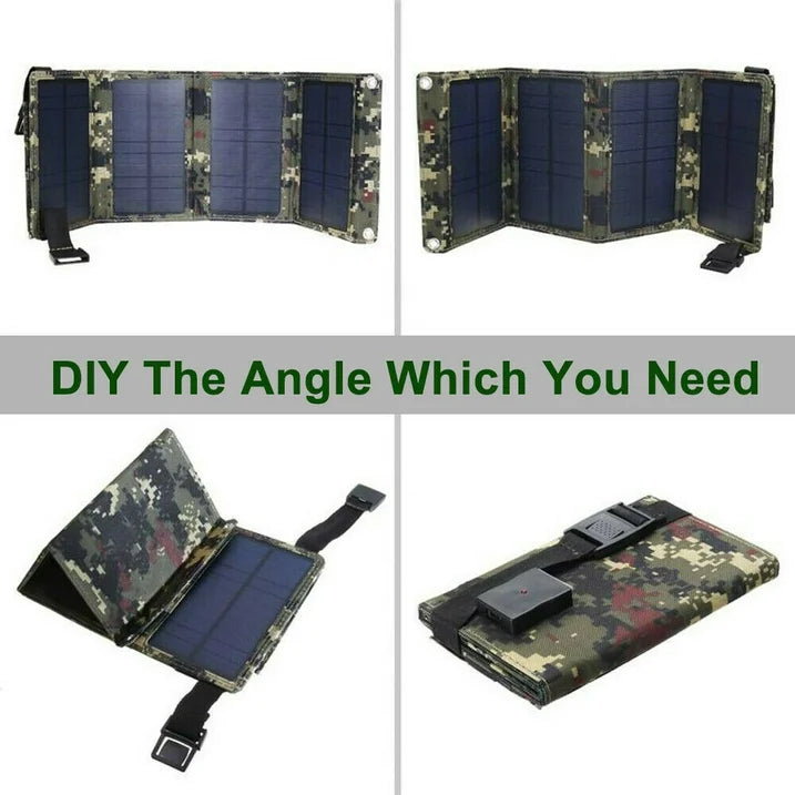 80W USB Solar Panel Folding Power Bank Outdoor Camping Hiking Phone Charger USB