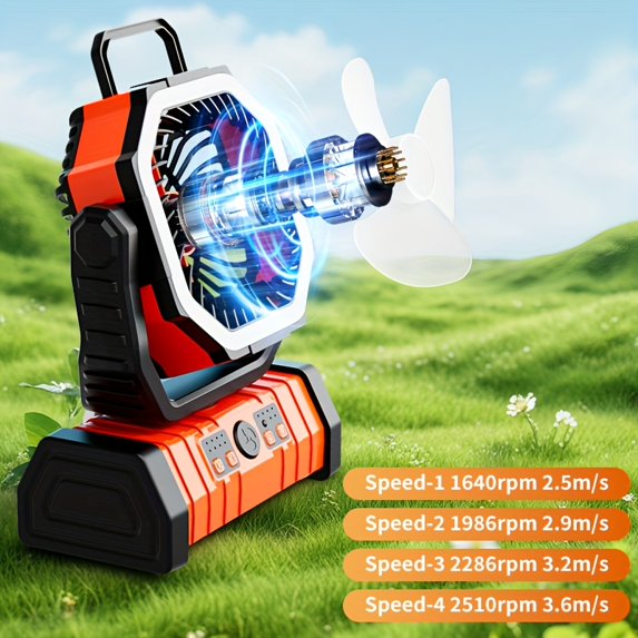 20,000mAh Rechargeable Camping Fan with LED Light