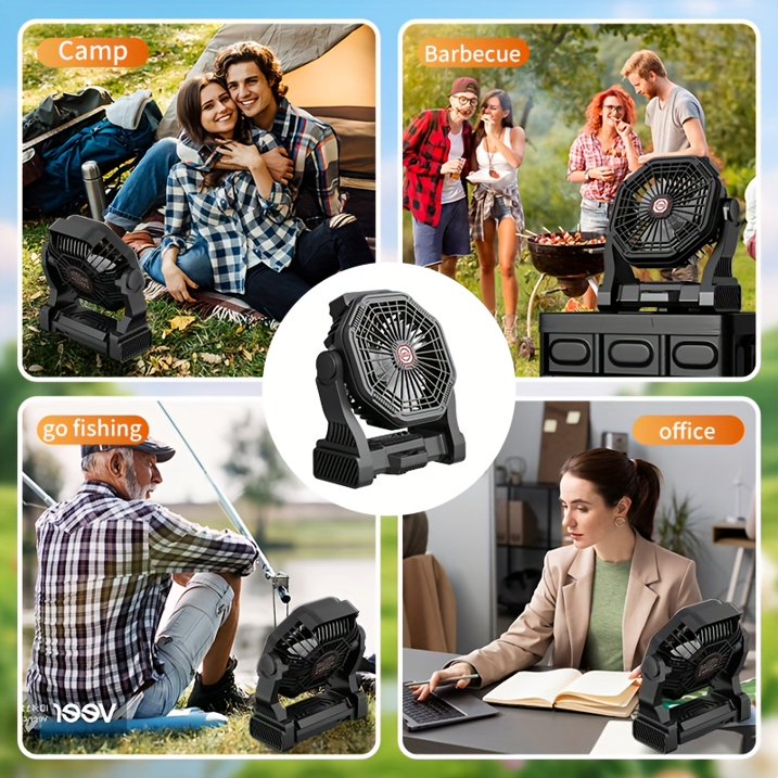 20,000mAh Rechargeable Camping Fan with LED Light