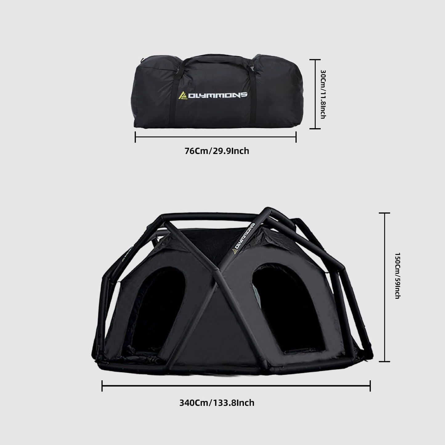 Olymmons Inflatable Camping Tent with Hand Pump Large Quick&Easy Setup Waterproof and Windproof Blow Up Tent for 4 People