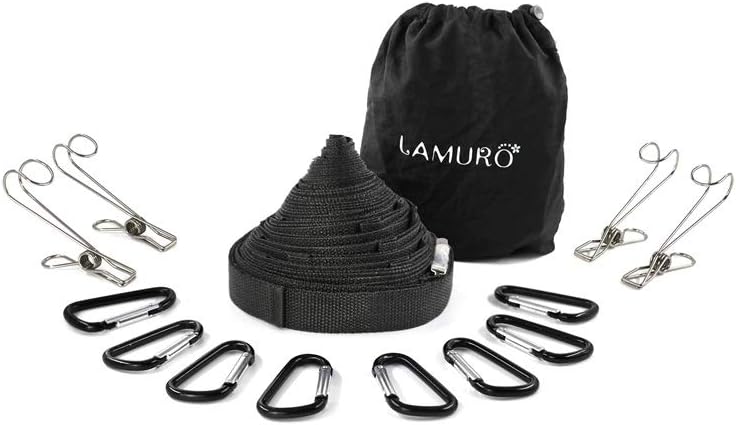 Campsite Storage Strap with 19 Separated Loops for Hanging Camping Equipment, Gear and Supplies