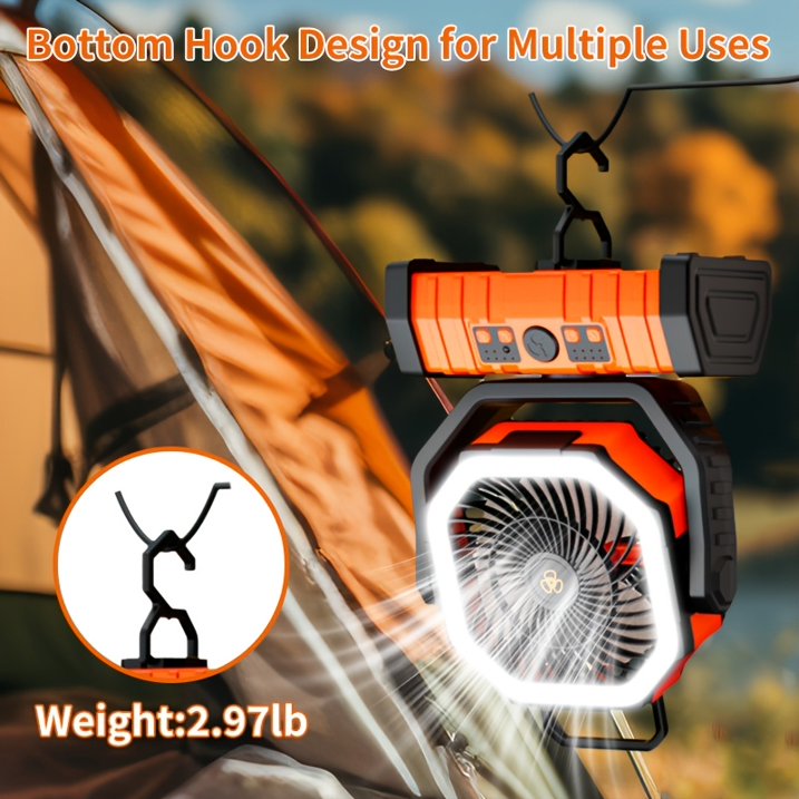 20,000mAh Rechargeable Camping Fan with LED Light