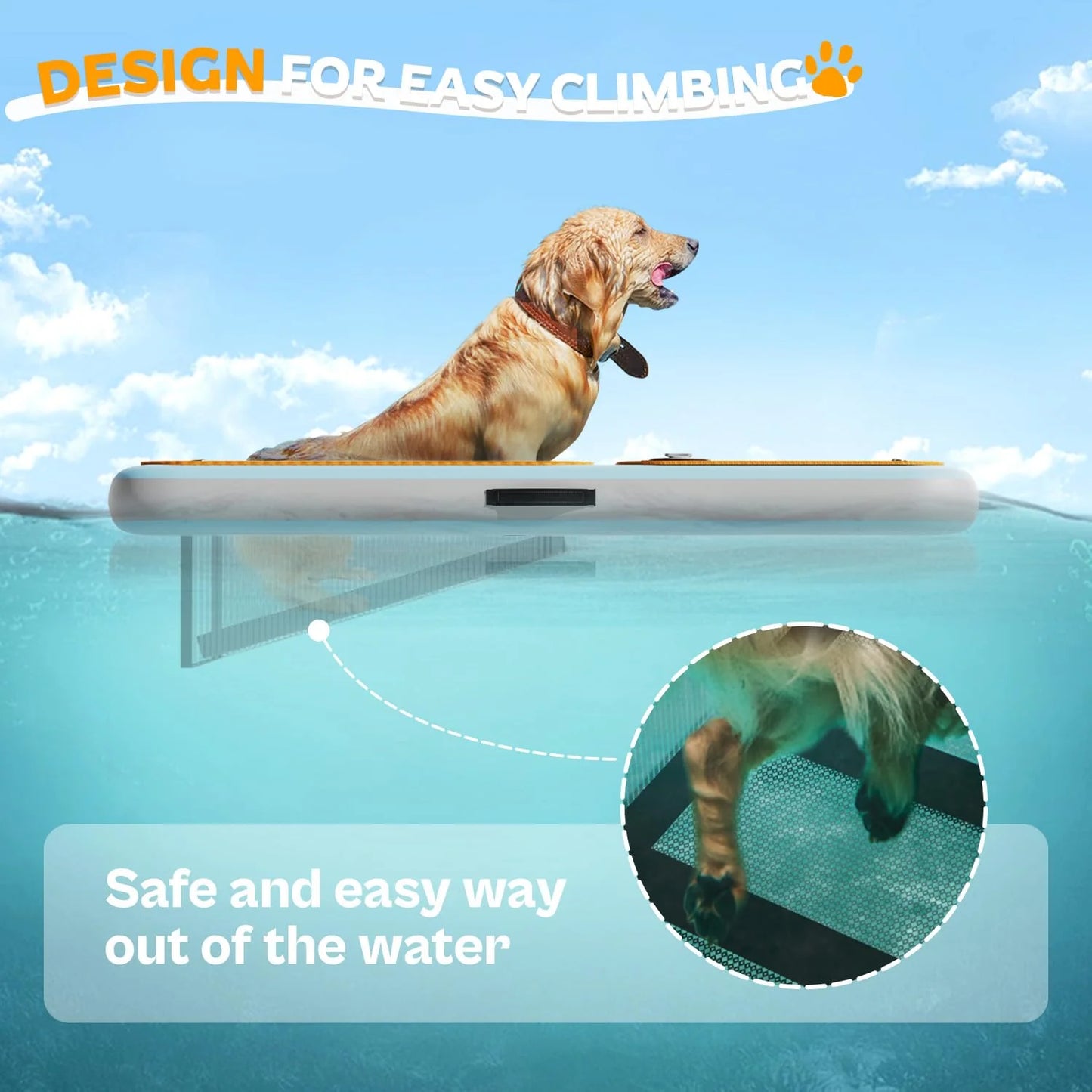 Inflatable Water Dock 60×40" Super Large Dog Pool Buoy Water Dock, Suitable For Dogs Weighing Up To 230 Pounds