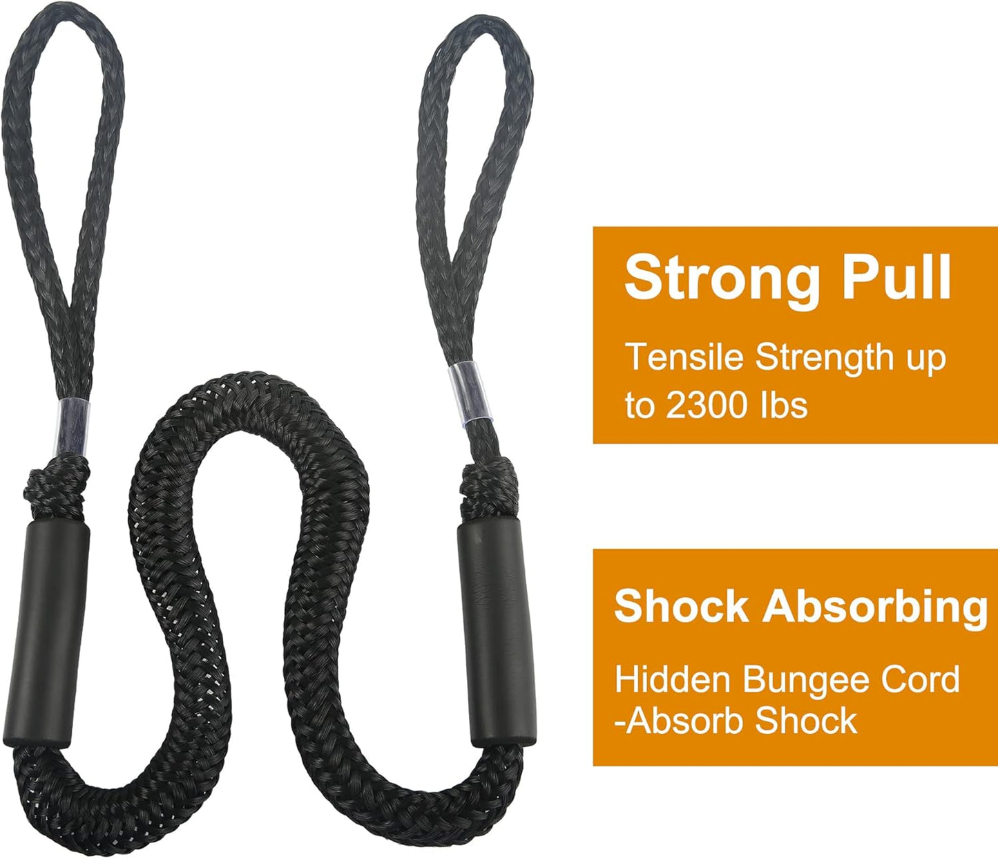 Bungee Dock Line Mooring Rope for Boat 4 ft 2 Pack