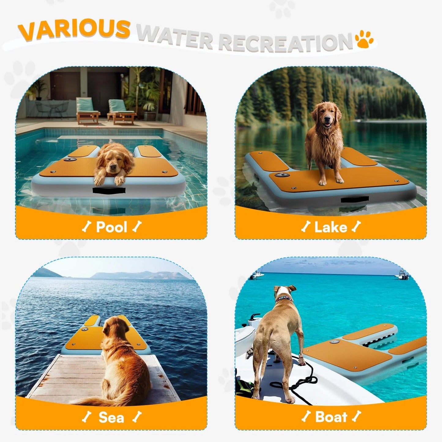 Inflatable Water Dock 60×40" Super Large Dog Pool Buoy Water Dock, Suitable For Dogs Weighing Up To 230 Pounds