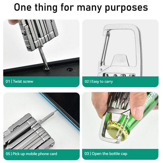 13 in 1 Multifunction Stainless Steel Tool Combination Folding Outdoor Tools Corkscrew Screwdriver Wrench Knife Knife Keychain