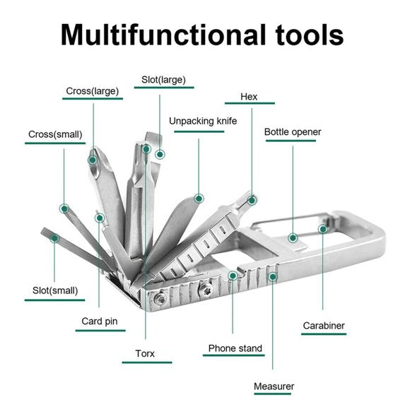 13 in 1 Multifunction Stainless Steel Tool Combination Folding Outdoor Tools Corkscrew Screwdriver Wrench Knife Knife Keychain