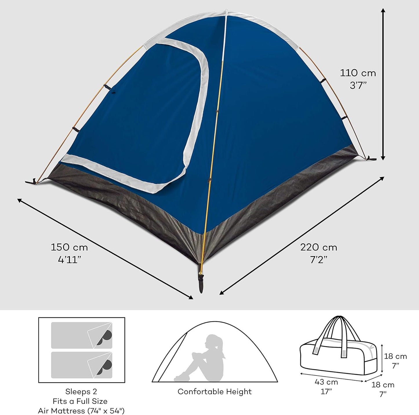 Two Person Tent - Waterproof & Windproof 4 Season Tents for Camping, Backpacking & Hiking - Durable & Easy to Set-up