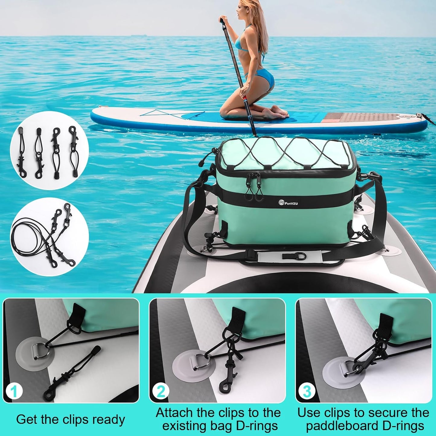 Paddle Board Cooler - Waterproof SUP Cooler Bag for Stand Up Paddle Board and Kayak - Leakproof Inflatable Cooler for SUP Accessories - Essential Paddleboard Accessory for Water Storage