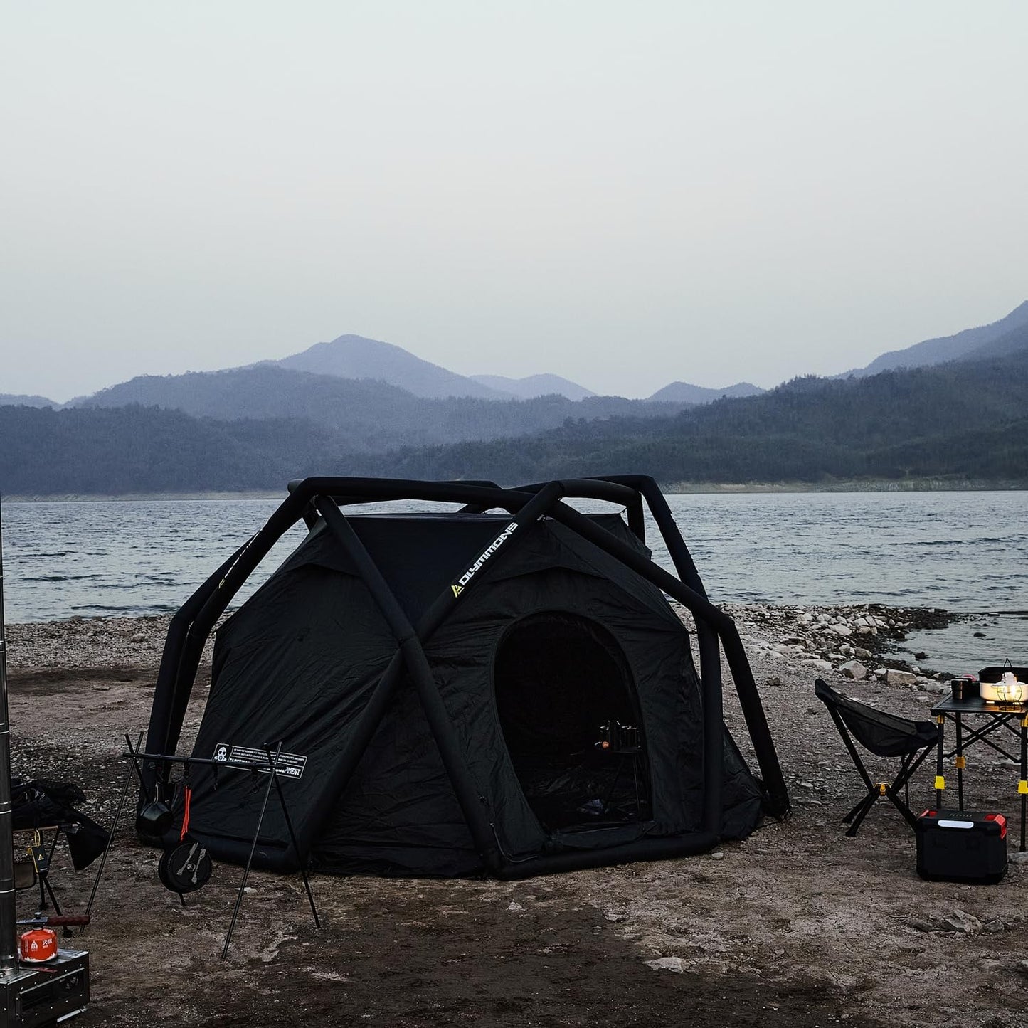Olymmons Inflatable Camping Tent with Hand Pump Large Quick&Easy Setup Waterproof and Windproof Blow Up Tent for 4 People