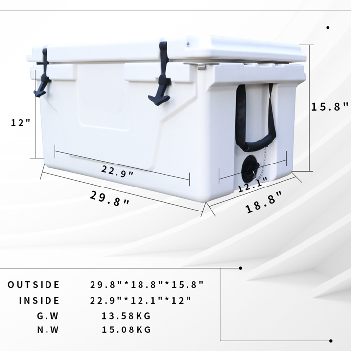 Heavy-Duty Cooler, 65 Quart, 5-Day Ice Retention, White