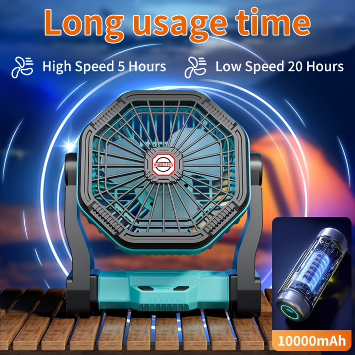 20,000mAh Rechargeable Camping Fan with LED Light
