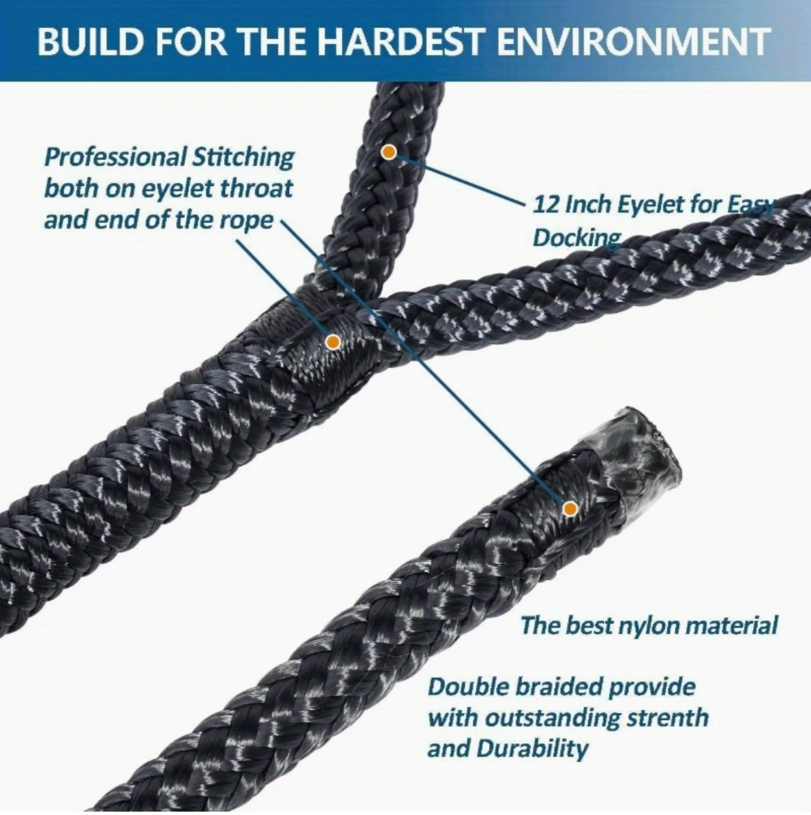 1/2" x 15' Double Braided Dock Line