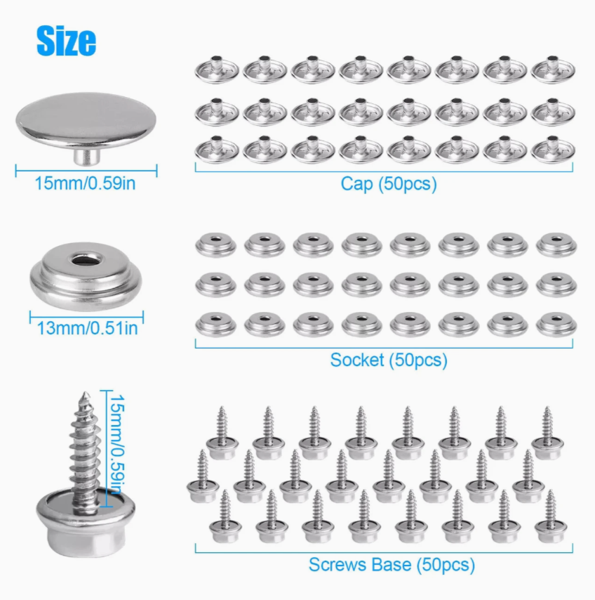 Stainless Steel Marine Canvas Snap Kit