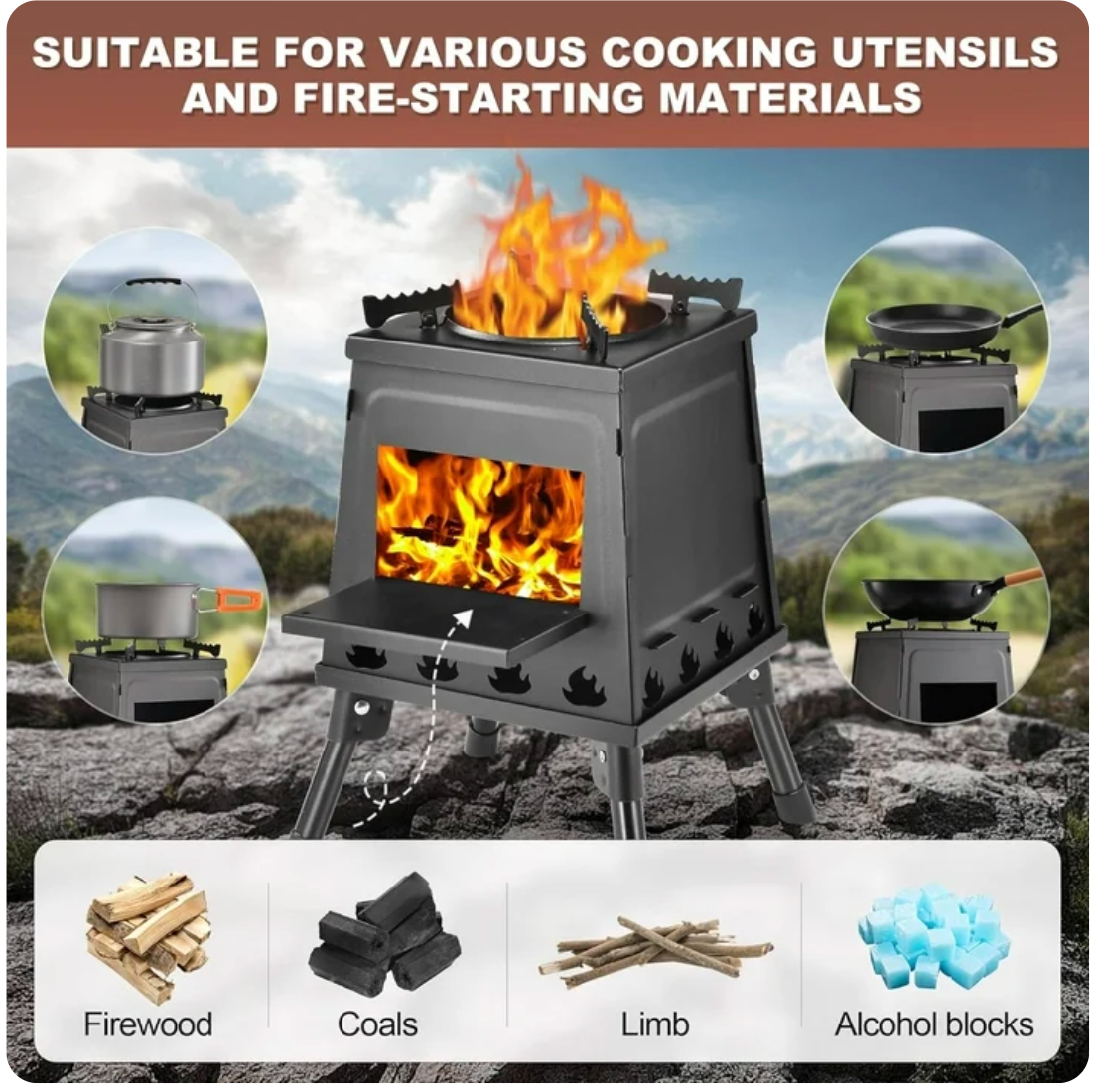 Compact Portable Wood-Burning Stove