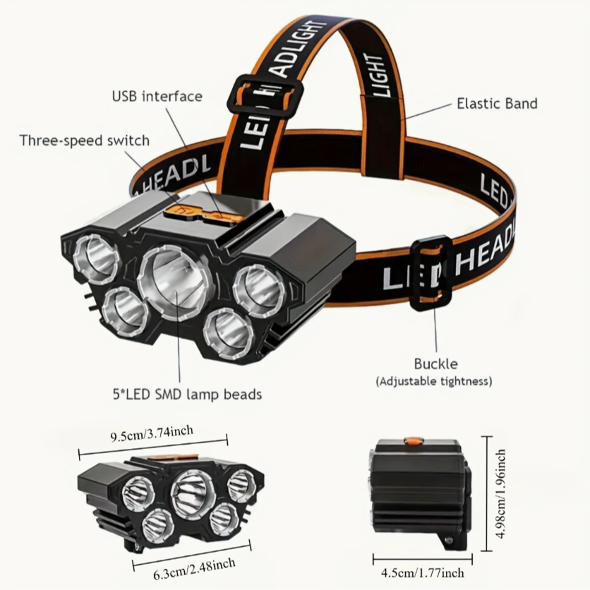 Rechargeable 5-LED Headlamp