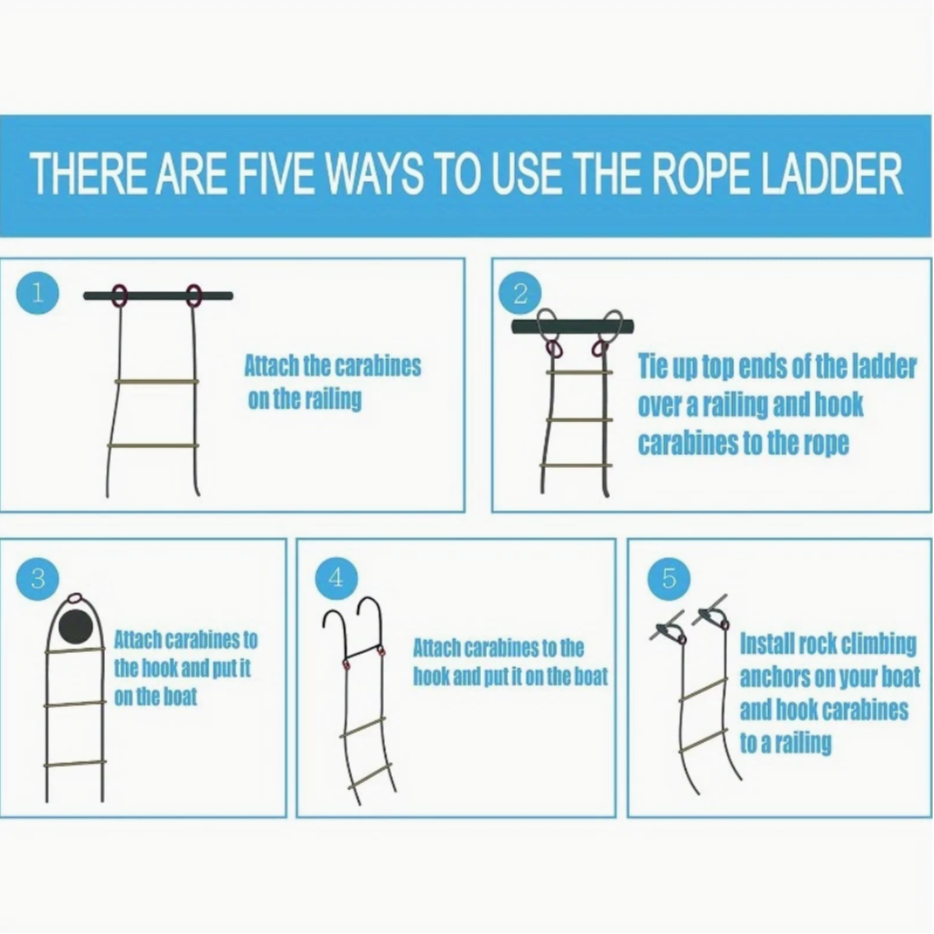 4-Step Heavy-Duty Boat Rope Ladder