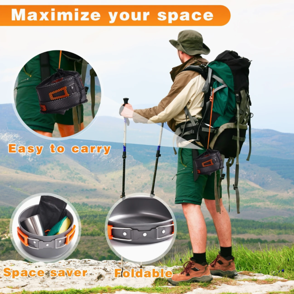 11-Piece Aluminum Camping Cookware Set