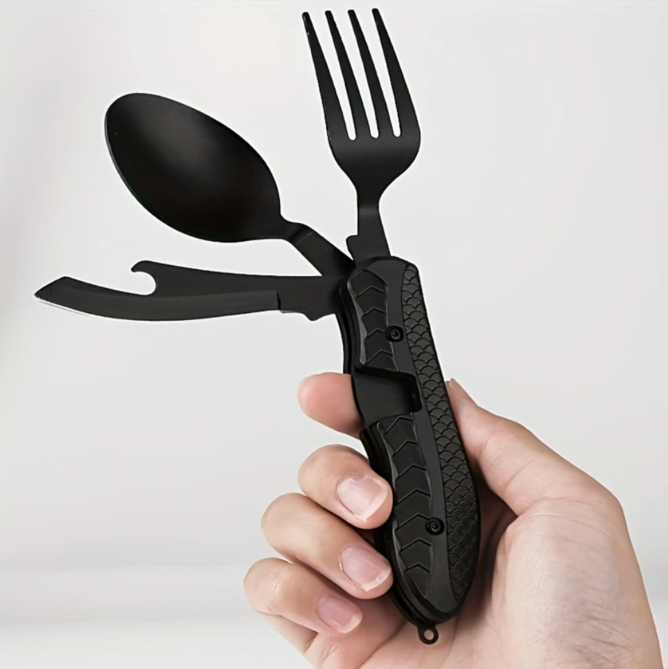 4-in-1 Stainless Steel Camping Utensil Set
