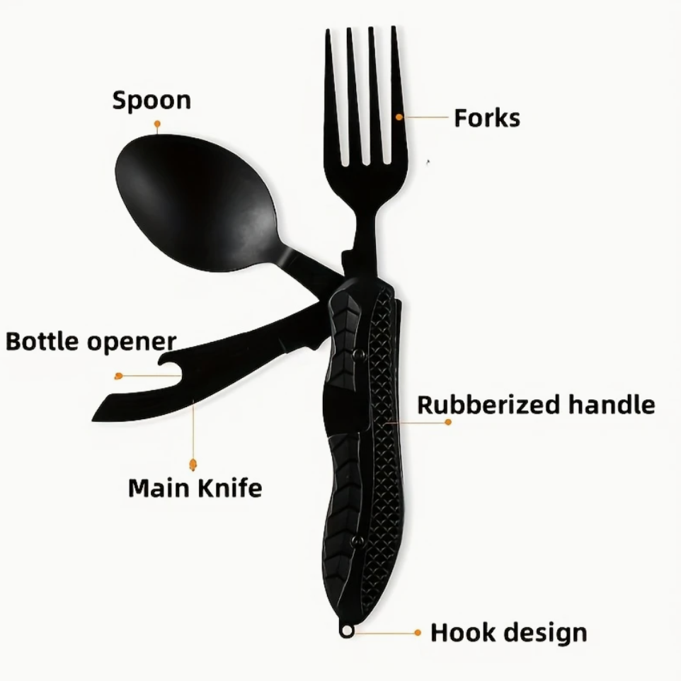 4-in-1 Stainless Steel Camping Utensil Set