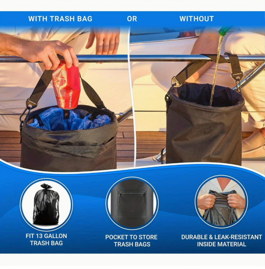 Portable Odor-Resistant Boat Trash Can
