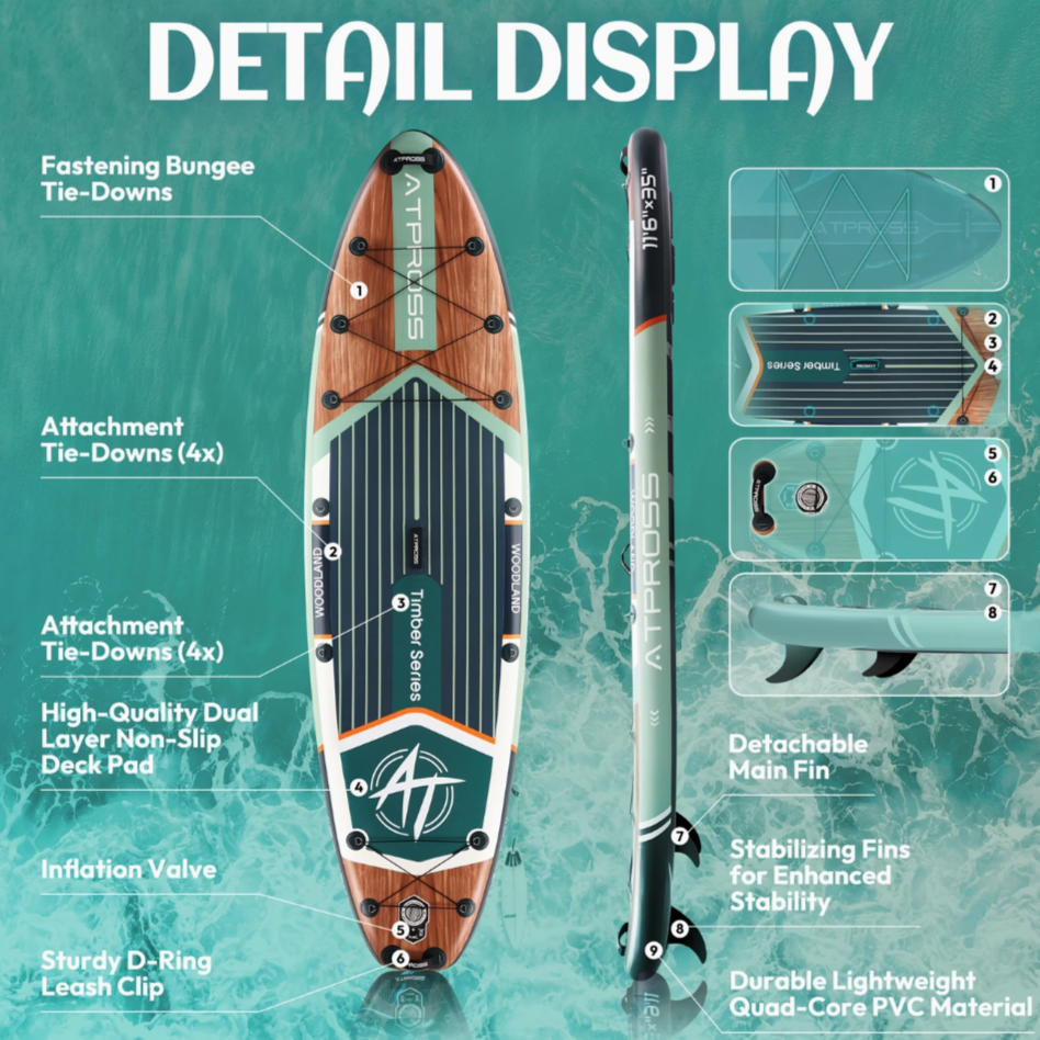 11'6" Extra-Wide Inflatable Paddle Board – 450 lb Capacity