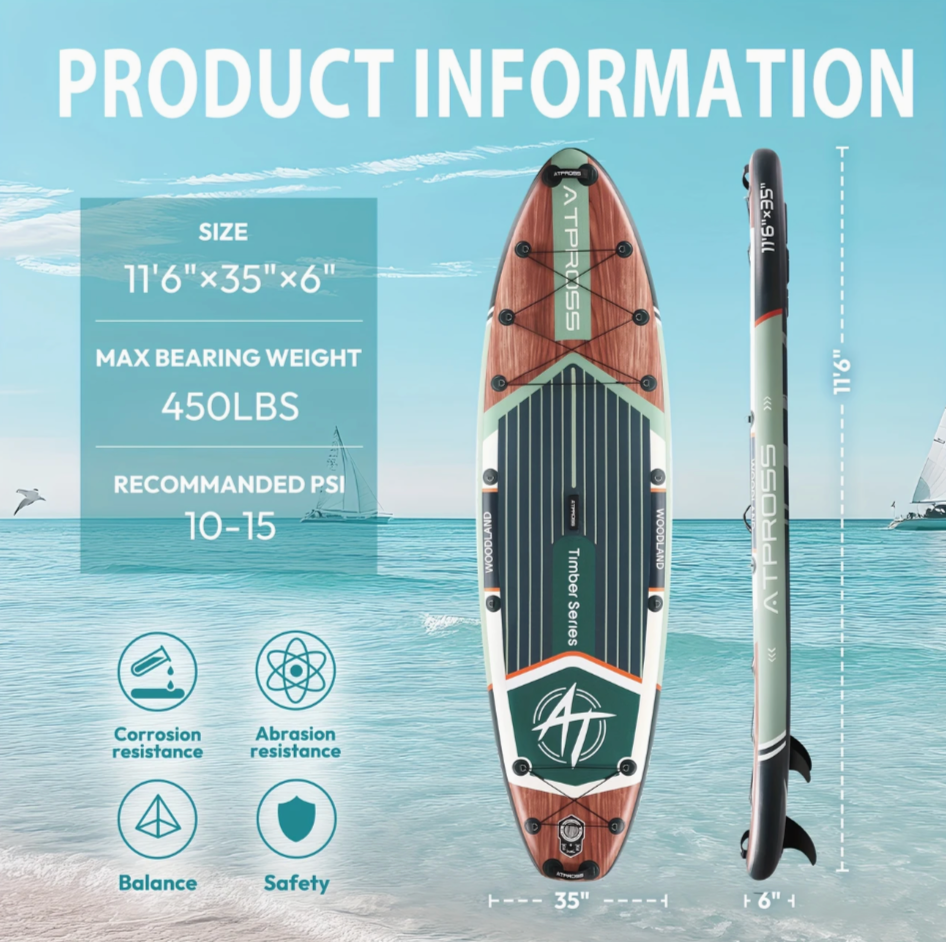 11'6" Extra-Wide Inflatable Paddle Board – 450 lb Capacity