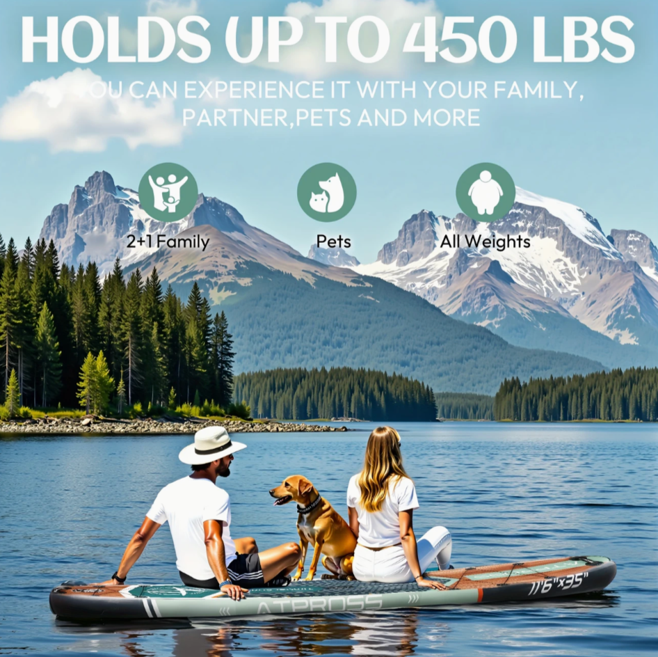 11'6" Extra-Wide Inflatable Paddle Board – 450 lb Capacity