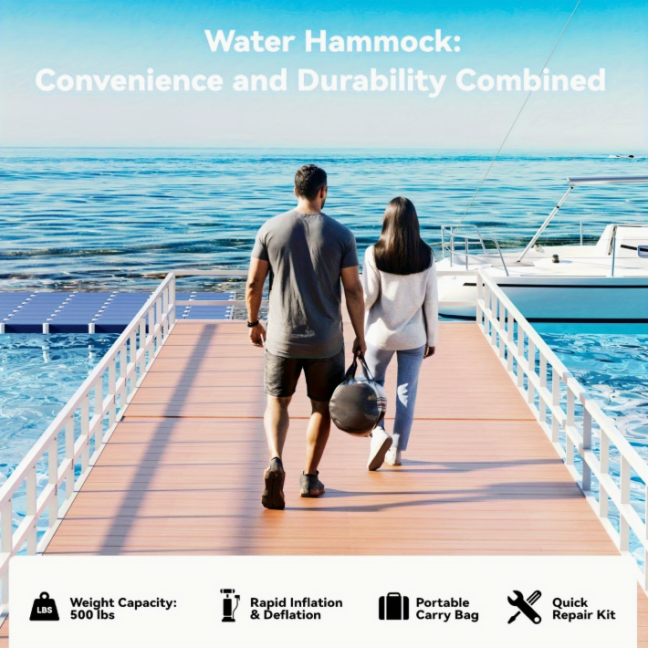 6' Round Inflatable Floating Dock with Mesh Hammock Center