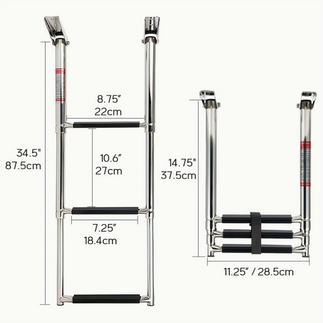 3-Step Telescoping Stainless Steel Boat Ladder