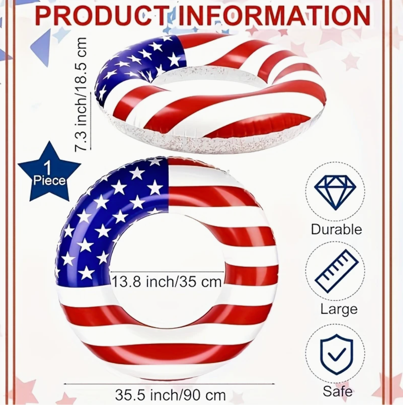 Inflatable USA Flag Pool Float Tube