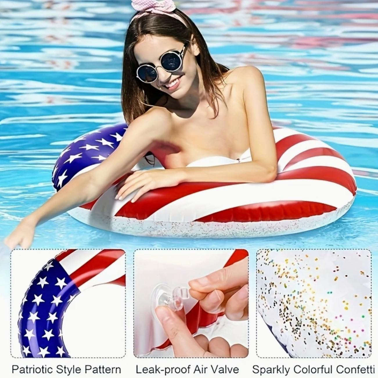 Inflatable USA Flag Pool Float Tube
