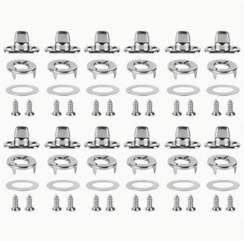 12-Set Canvas Fasteners - Twist Stud with 2 Hole Screw Base