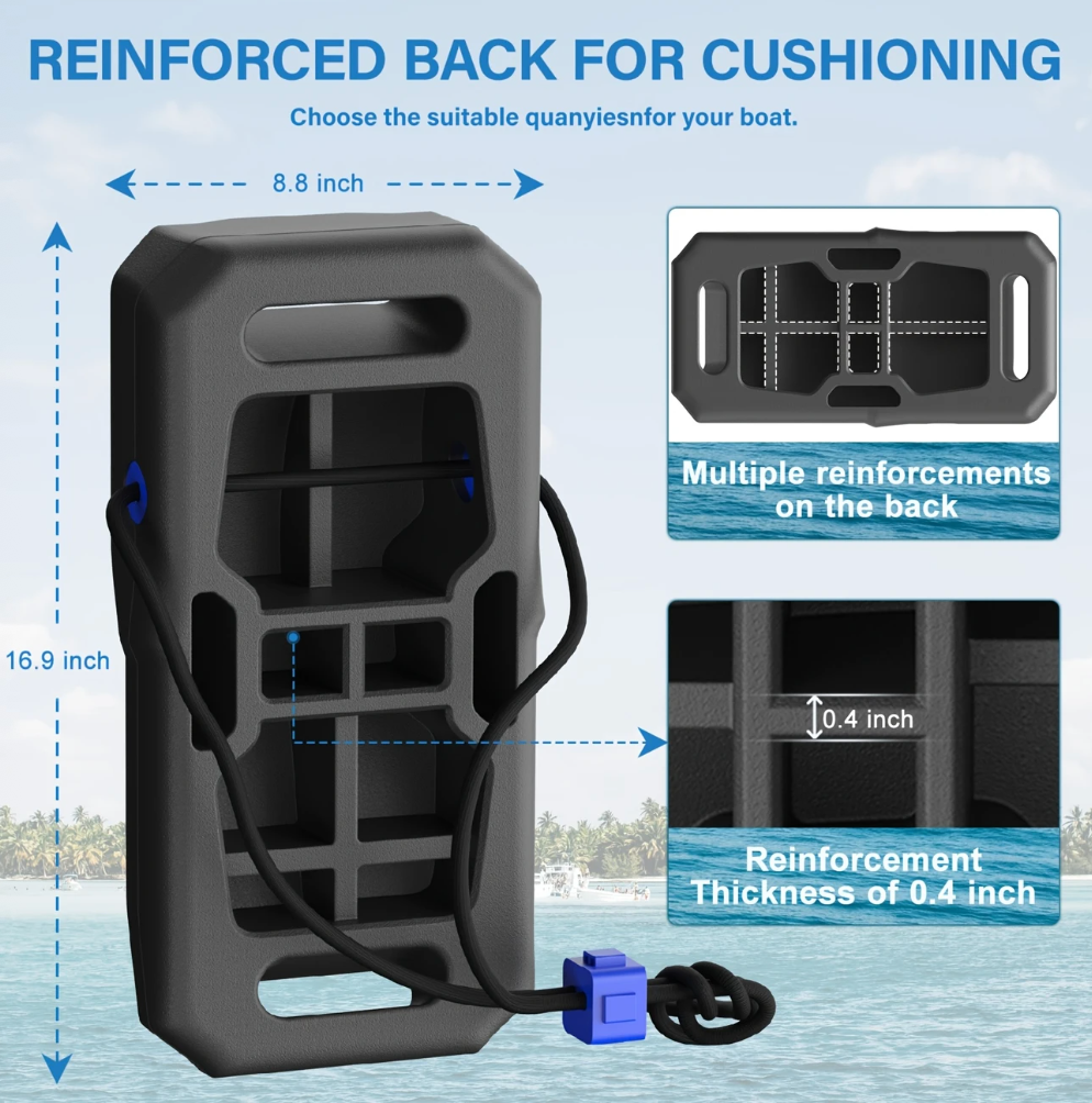 2-Pack Heavy-Duty EVA Flat Boat Dock Bumpers