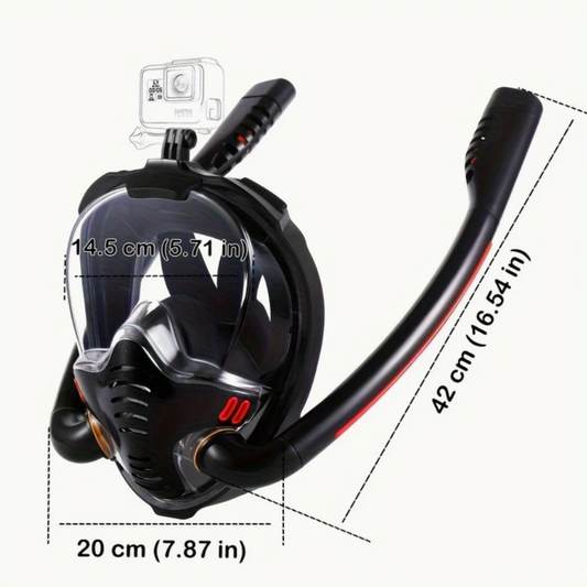 Full Face Snorkel Mask – 180° Panoramic HD View | Anti-Fog & Leak-Proof Design