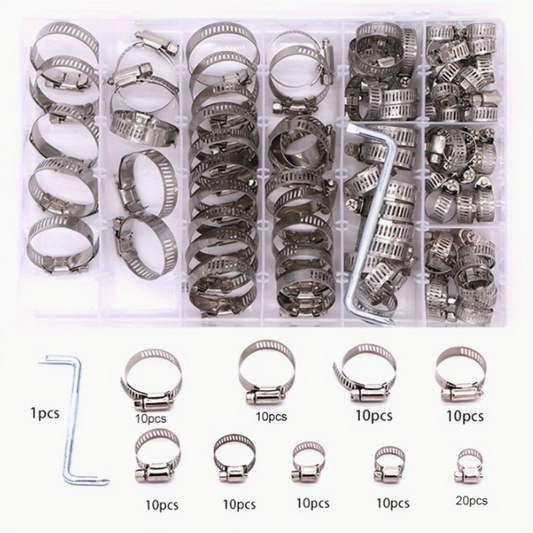 100-Piece Stainless Steel Hose Clamp Set