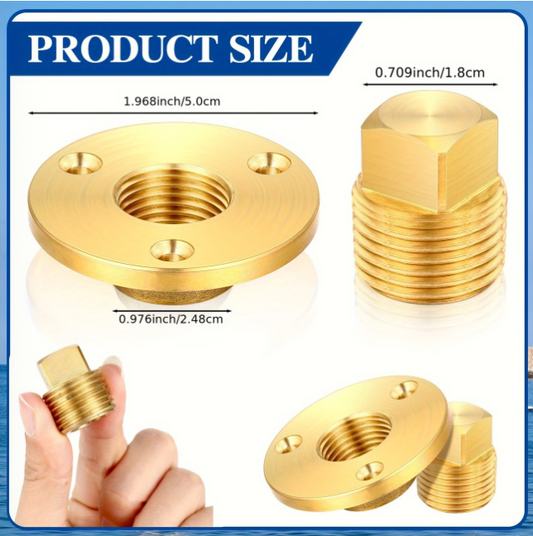 4 Pieces Boat Drain Plug Kit 1/2 Inch NPT Garboard Drain Marine Boat Plug for Transom Scuttle