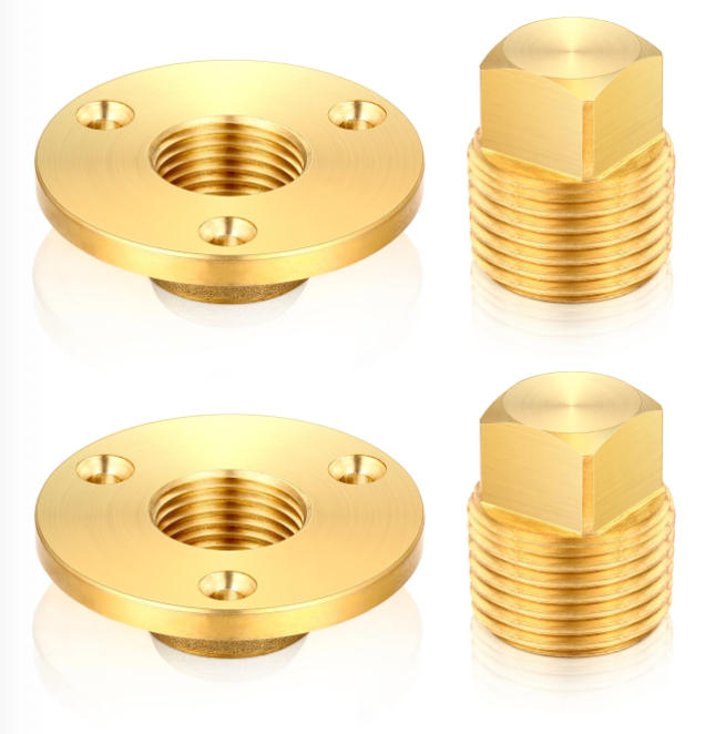 4 Pieces Boat Drain Plug Kit 1/2 Inch NPT Garboard Drain Marine Boat Plug for Transom Scuttle