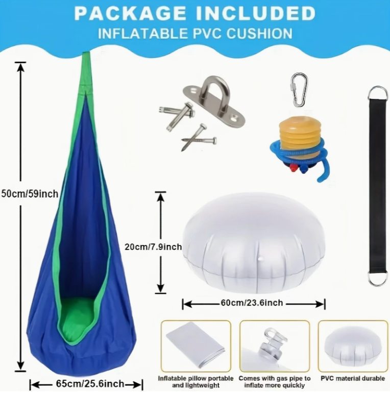 Inflatable Hanging Chair with Cushion – Portable Comfort for Indoors & Outdoors