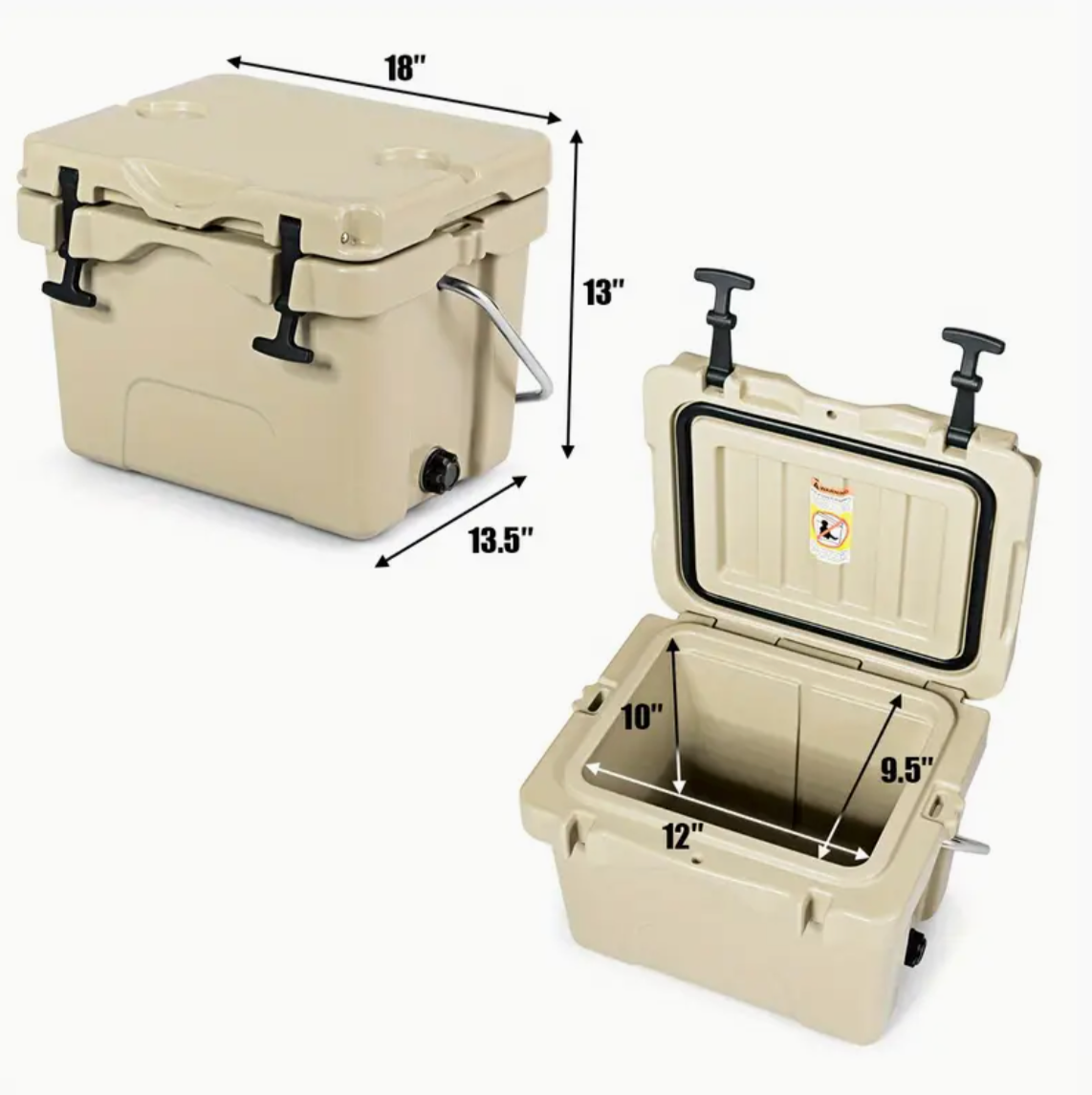 16 Quart Cooler Portable Ice Chest 24 Cans Ice Box Leak-Proof