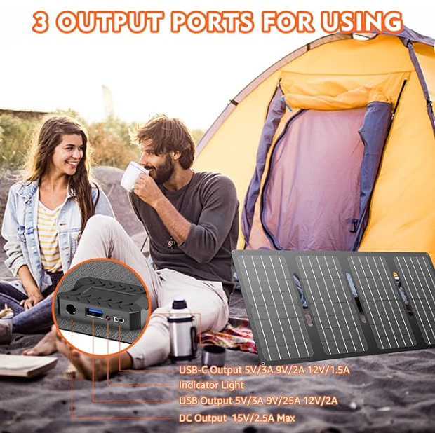 146Wh Portable Power Bank with AC Outlet & 40W Foldable Solar Panel, Portable Laptop Charger 110V/100W with USB & DC Output for Camping, Home Emergency, Traveling, RV Trip