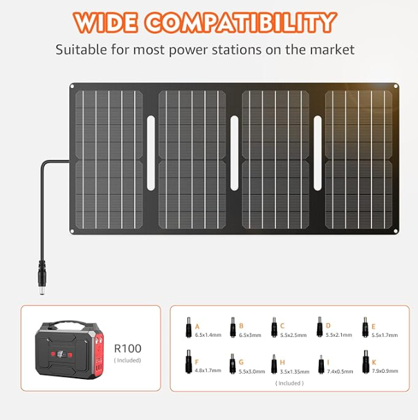 146Wh Portable Power Bank with AC Outlet & 40W Foldable Solar Panel, Portable Laptop Charger 110V/100W with USB & DC Output for Camping, Home Emergency, Traveling, RV Trip