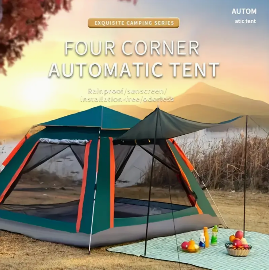 4-6 Person Family Automatic Instant Setup Camping Tent - All-Season Tent, Waterproof & Windproof