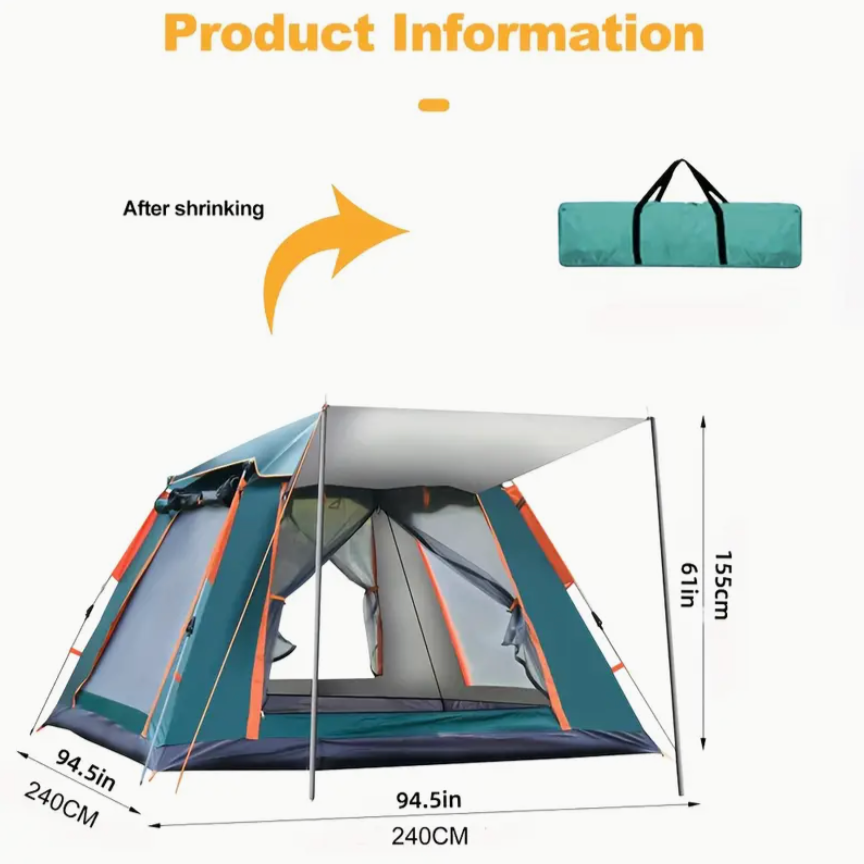 4-6 Person Family Automatic Instant Setup Camping Tent - All-Season Tent, Waterproof & Windproof