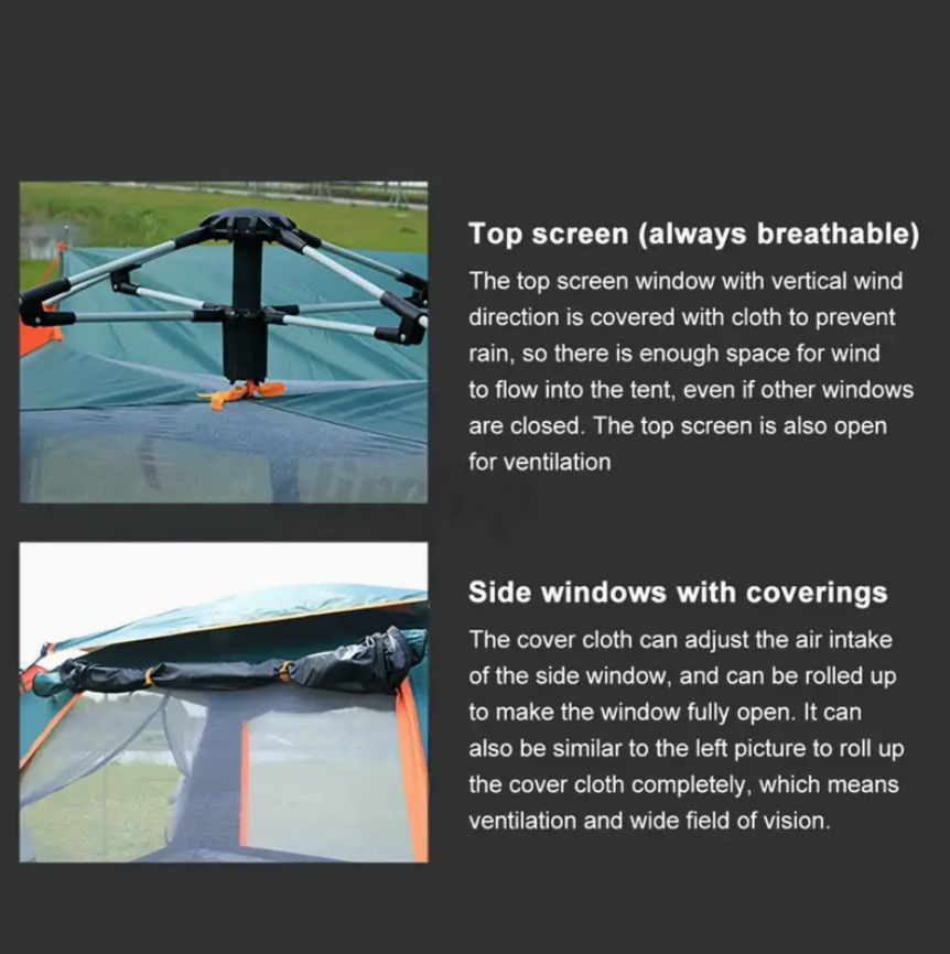 4-6 Person Family Automatic Instant Setup Camping Tent - All-Season Tent, Waterproof & Windproof